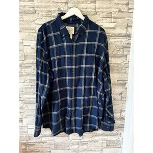 St John's Bay Men's XXL Navy Blue Flannel Plaid Nautical Outdoor Fall Shacket